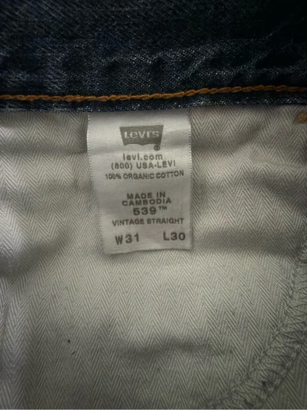 Levi's 539 Eco Vintage Straight Jeans Men's 31x30 Distressed Blue White Tab